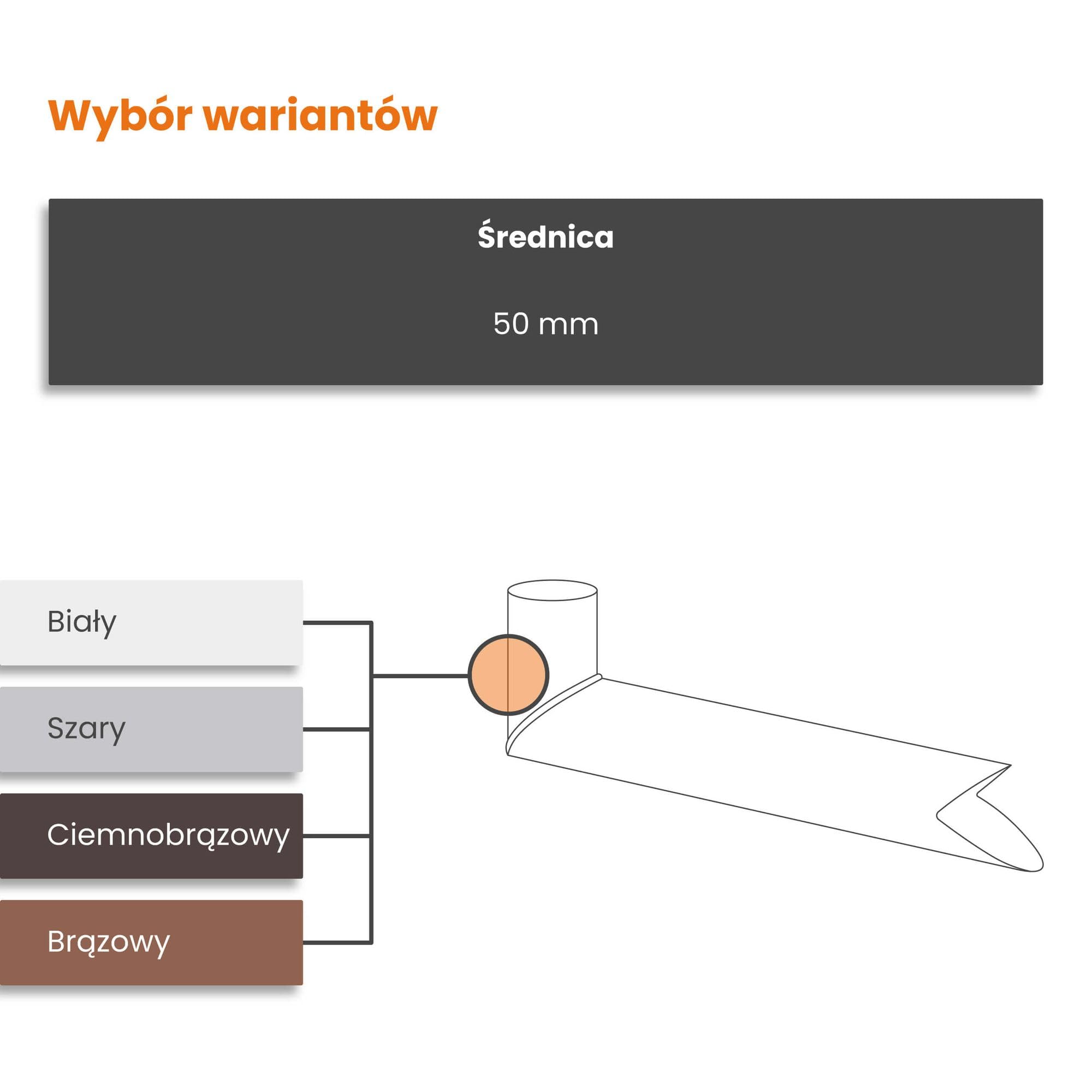 INEFA rura spustowa wylewki, PVC 50mm ciemnobrązowa Przejściowa rura spustowa do wody deszczowej, akcesoria rynnowe, prosty montaż na wcisk, Made in Germany