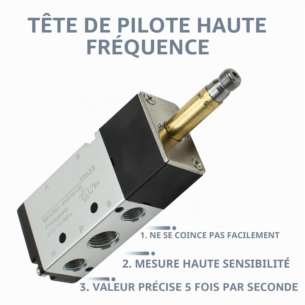1 électrovanne électropneumatique 4v210-08 - dc24v 5 voies 2 positions BSP 1/8 avec 3 pc6-02 et 2 silencieux et 1 ruban Teflon