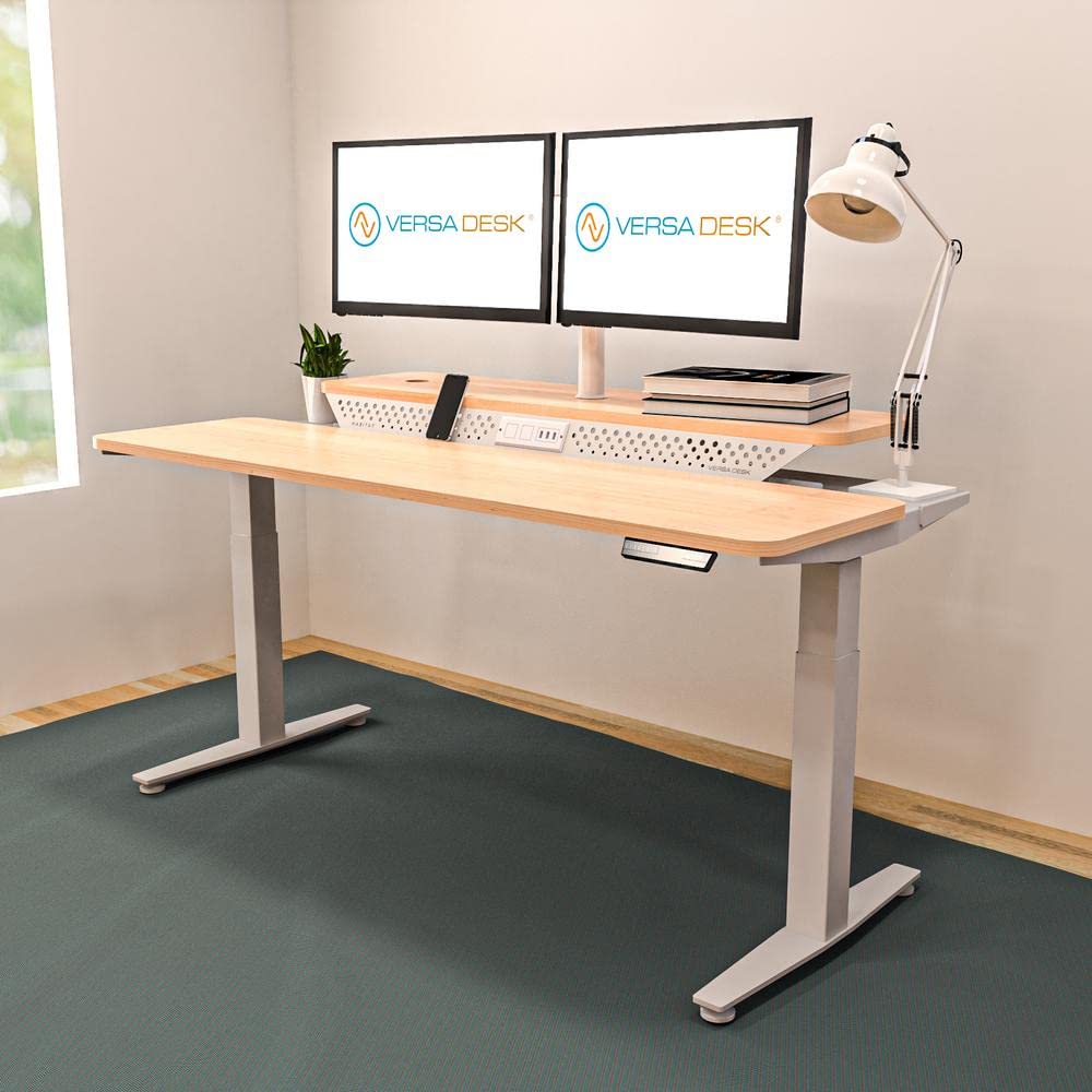 VERSADESK 60 Wide Powerlift Split-Level Electric Standing Desk Height Adjustable Sit Stand Desk for Work Office or Home — view 6