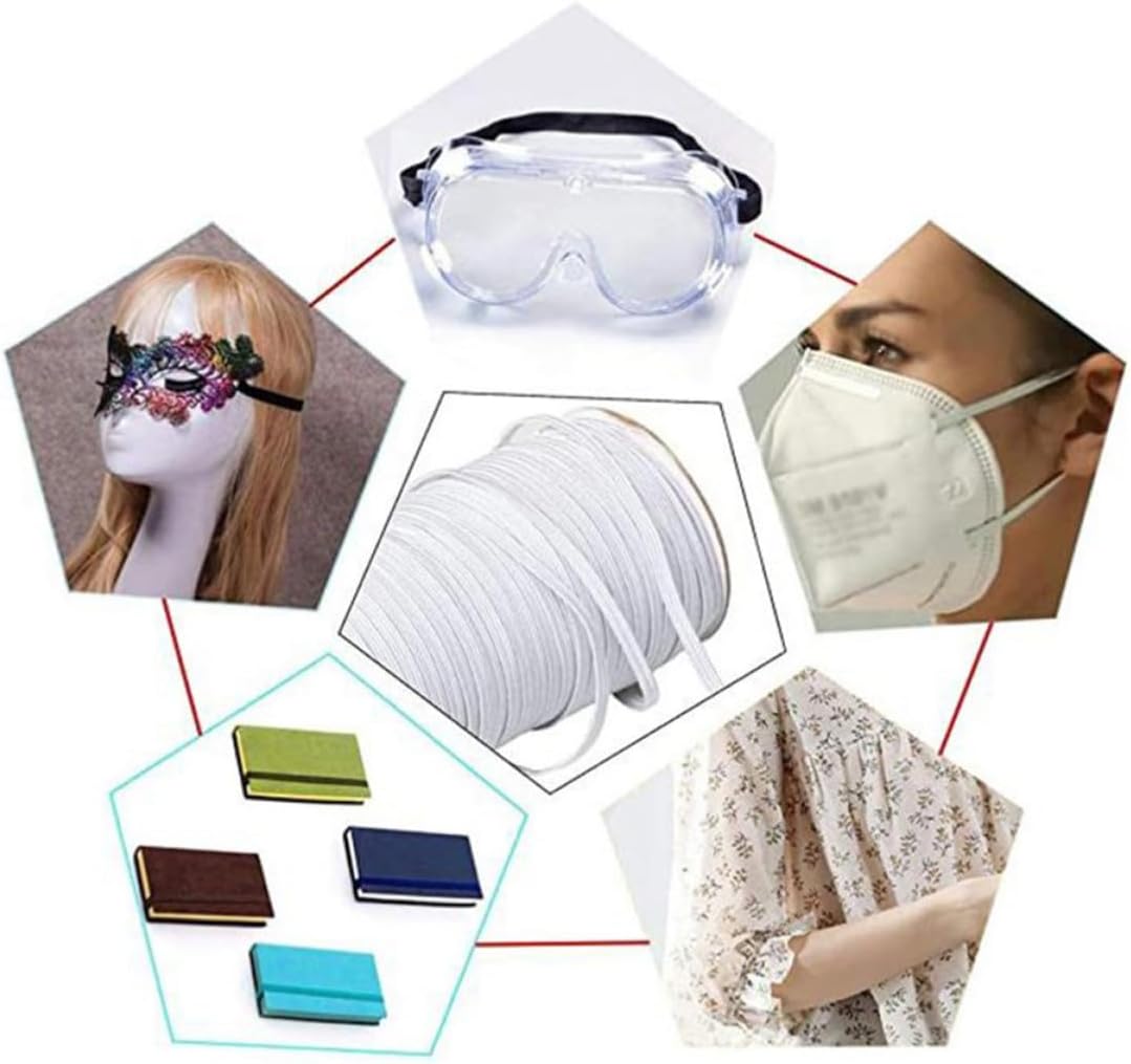 White Replacement Elastic Strap for Mask Making 80 Yard Roll Polyester Mask Elastic Rope Practical and Easy to Use
