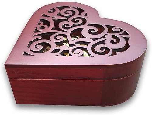 Miniatura 7 de BinkeGG Caja de música con forma de corazón de madera marrón con movimiento musical Sankyo (opción de 60 melodías) (Bailarín de caja de música)