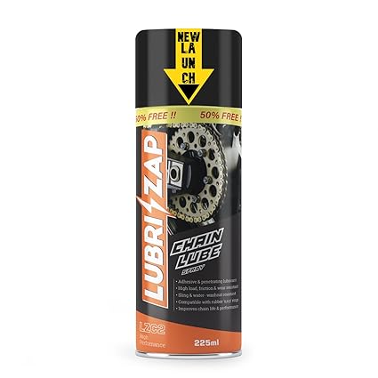 Lubrizap Bike Chain Lube Spray for All Bikes - Prevents Rust on Chains, Cables, and Derailleurs, Premium Lubricant, Preserves Bike Chains (225ml)