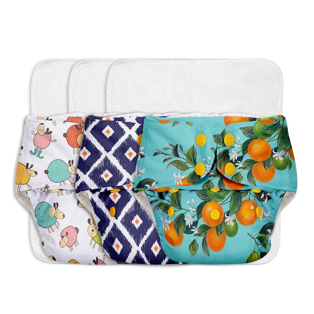 Superbottoms Basic Leakage-proof advanced cloth diapers for babies, High Absorbent 100% cotton 1 reusable diaper and 1 i