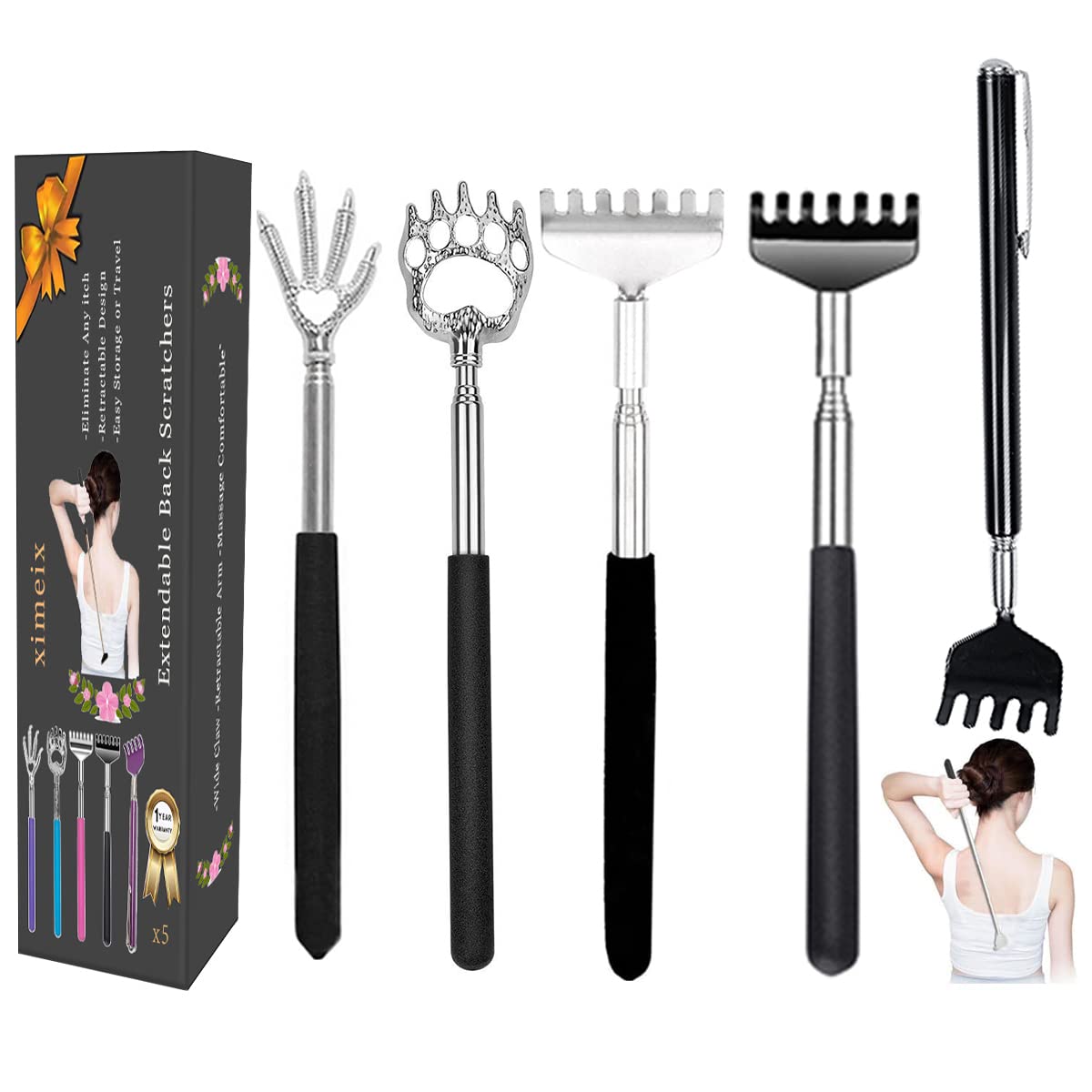 Back Scratcher (Black, 5 Pieces)