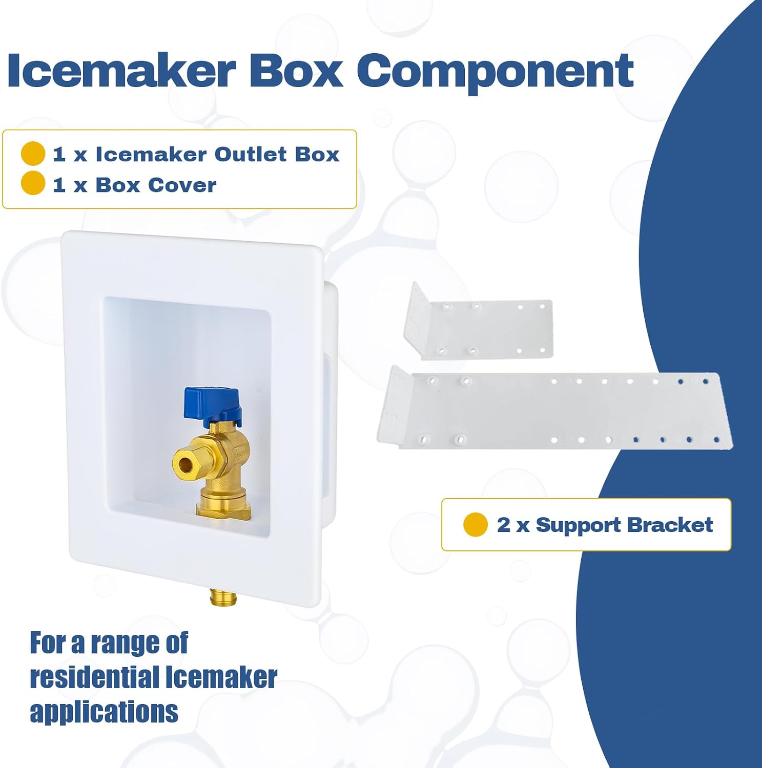 2-PACK GUOFIS Ice Maker Outlet Box,1/2" PEX Crimp Inlet x 1/4"OD Compression Outlet,Icemaker Box with 1/4-Turn Ball Valve