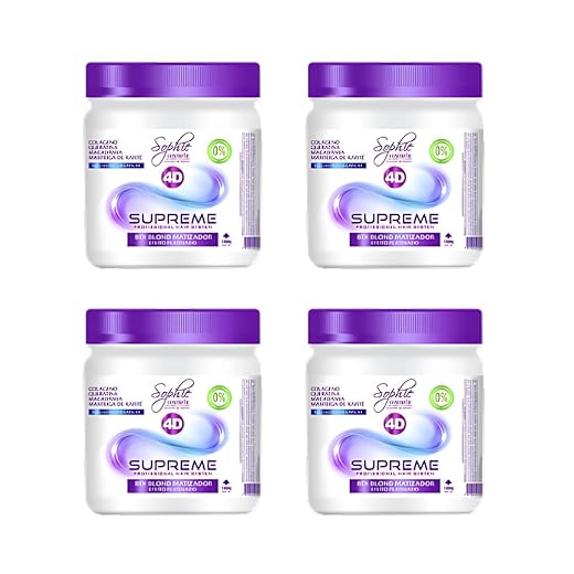 Kit Botox Blond Matizador 4D, 4 Unidades de 1kg, Com Colágeno, Queratina, Macadâmia e Manteiga de Karité
