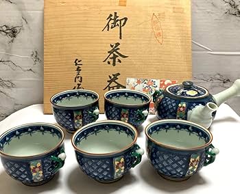 2291 有田焼　雲錦かすみ　茶器セット　急須1客　湯呑5客　未使用 Amazon.co.jp: 仁右衛門作 茶器セット 祥瑞一閑人 花鳥一閑人