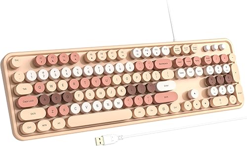 Miniatura 9 de Teclado USB con cable con retroiluminación de 7 colores, teclado de tamaño completo con teclas retro, teclado numérico y tecla de acceso rápido