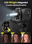 AOCHUAN Professional Gimbal Stabilizer for Smartphone,Built-in 18CM Extension Rod and Powerful Fill Light,360°Inception,Face&Object Tracking Stabilizer,3-Axis Gimbal for iPhone& Android-Smart S2