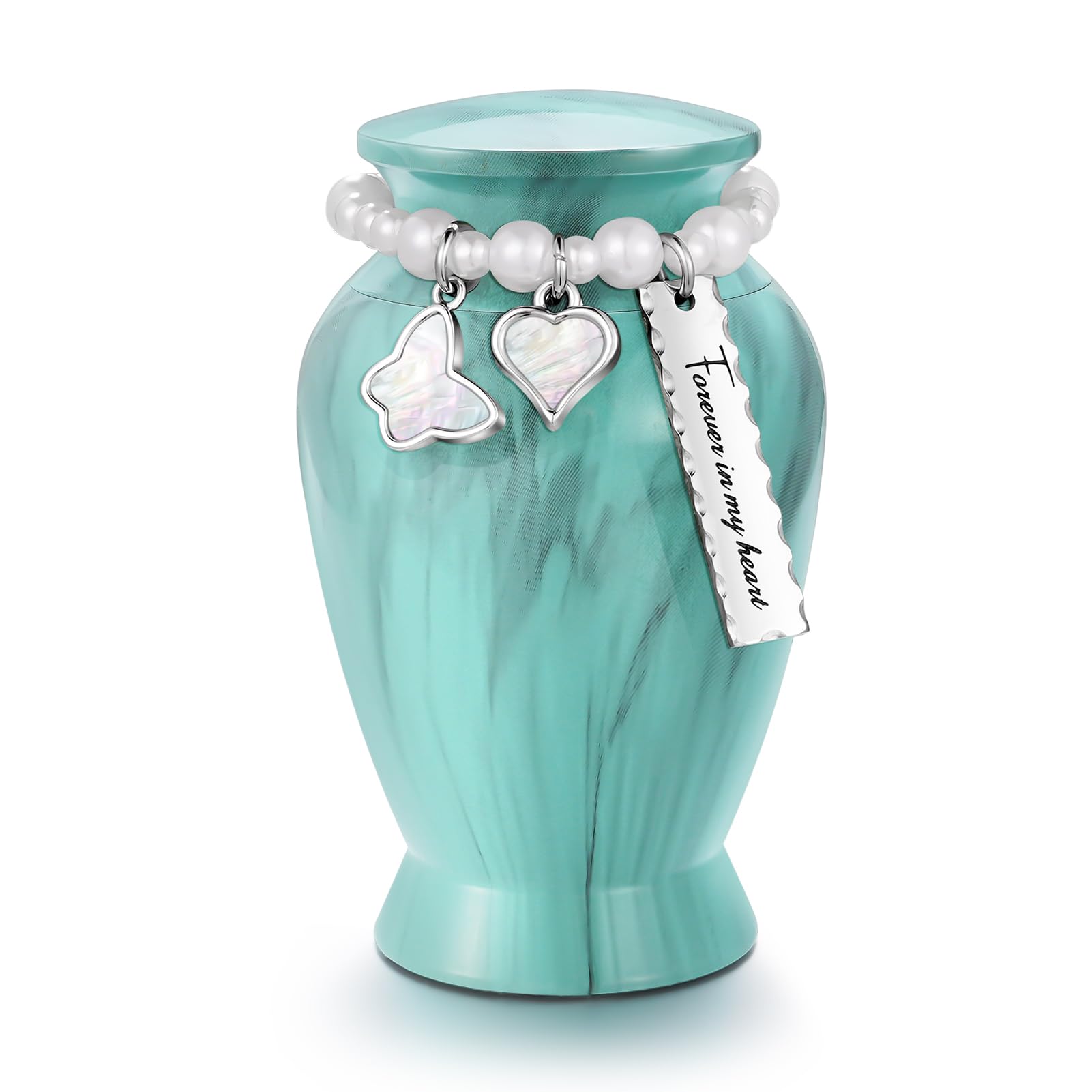 Dletay Small Urns for Human Ashes Keepsake 2.85 Inch Mini Cremation Urns for Mom Dad Aluminum Small Urns for Ashes Mini Keepsake Sharing Urns-Mint Green