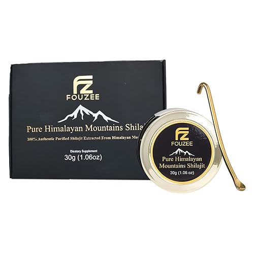 Shilajit Pure Himalayan Mountains Shilajit  La fuente natural más pura de ácido fúlvico, oligominerales y más de 85 minerales con cuchara (0.35oz)
