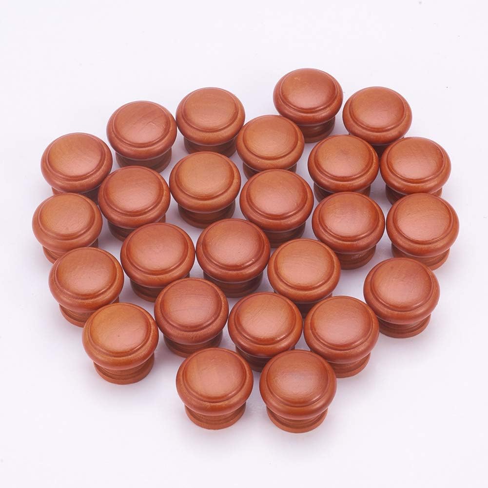 25PCS Round Wood Knobs 30x24mm/1.18"x 0.94"(DxH) Cabinet Furniture Kitchen Varnish Pulls Handles for Dresser Drawer Wardrobe Solid Wood Material