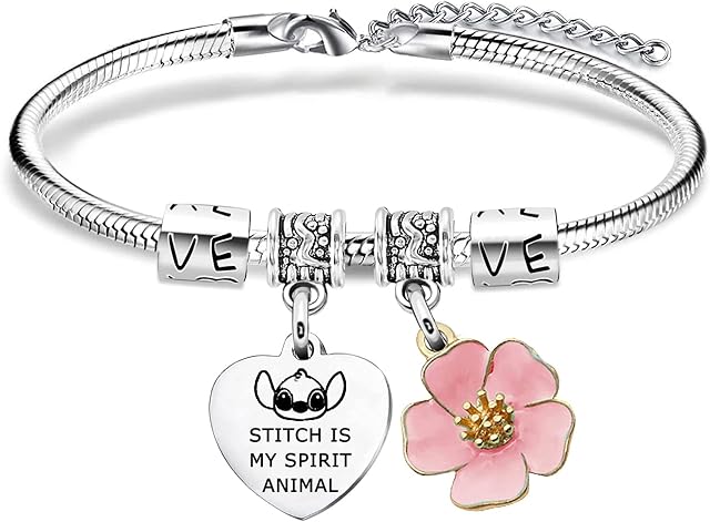 Ghloyza Stitch Gifts For Girls Stitch Bracelets For Fans Women Stitch Is My Spirit Animal Bangle Girl Jewellery Charm Best Friends Birthday Gifts Ohana Gifts For Daughter Friendship Gifts