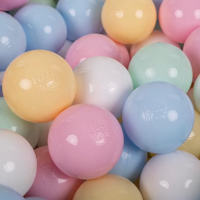 KiddyMoon 300 ∅ 7Cm Bolas Colores De Plástico para Piscina para Niños, Beigepas/Gris Verdoso/Amarillopas/Blanco/Menta/Rosacl