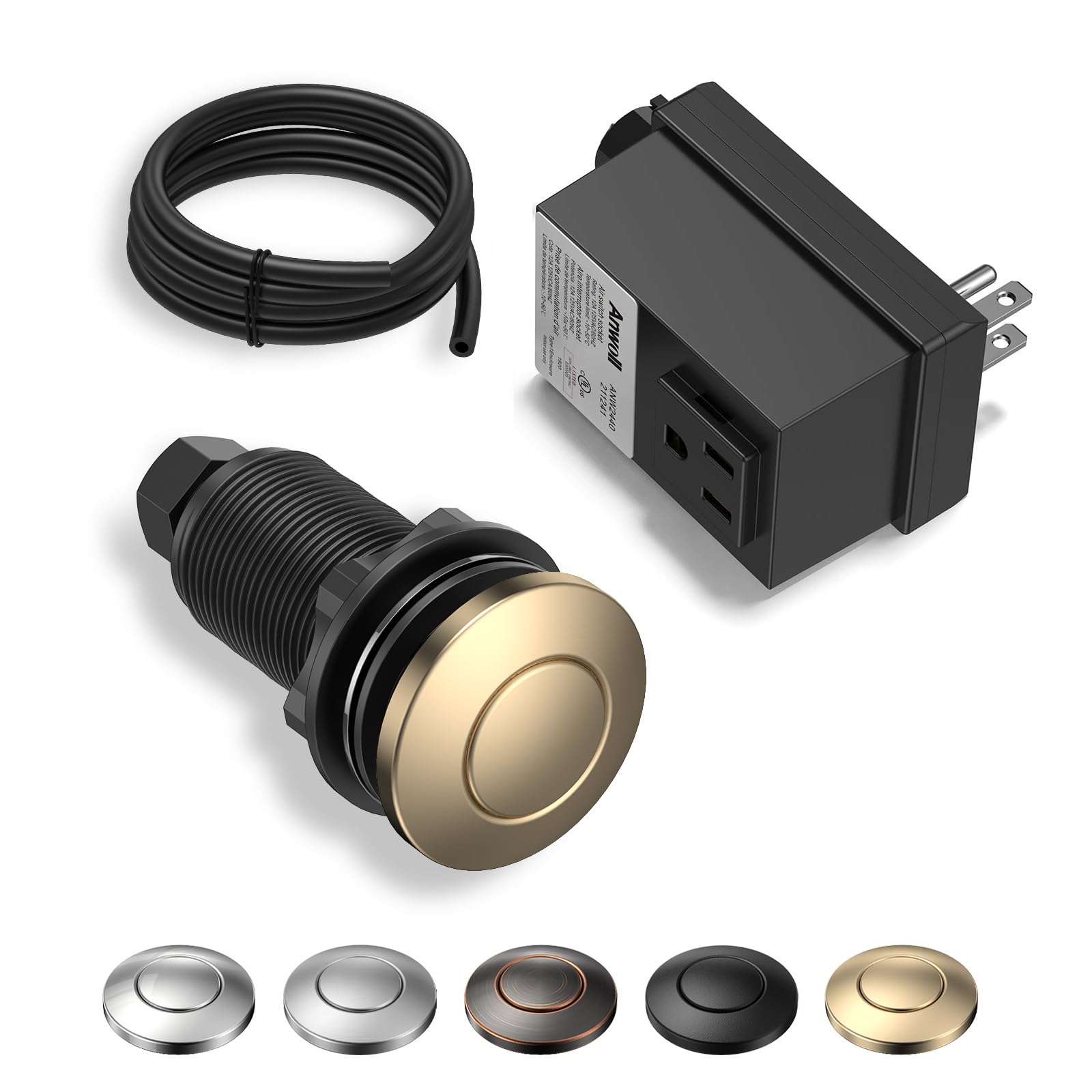 Garbage Disposal Air Switch Kit-Professional?Cordless Sink Top Waste Disposer On/Off?Garbage Disposal Button, UL Listed