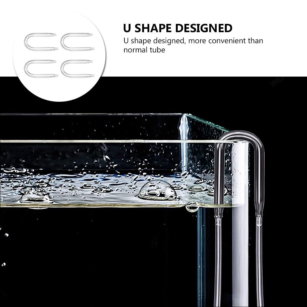 POPETPOP Difusor de CO2 para acuario en forma de U Tubo de vidrio de refinación de CO2 Tubo de dióxido de carbono Conector de manguera para acuario Fish Tank Accesorios de bomba de aire transparente
