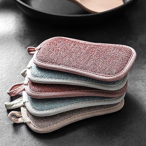 Image of 4 Pack Kitchen Scrub Sponge Dual Action Washing Up Cleaner Heavy Duty Scouring Pads Household Cleaning Wash Cloth (4)