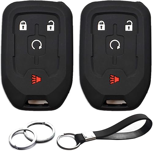 2 piezas compatibles con GMC Terrain Acadia Key Fob Funda Protector de llavero sin llave remoto inteligente 4 botones titular