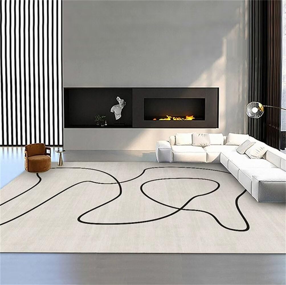 Tapis de sol pour bébé 250x300CM gris lavable au motif minimaliste pour grand salon
