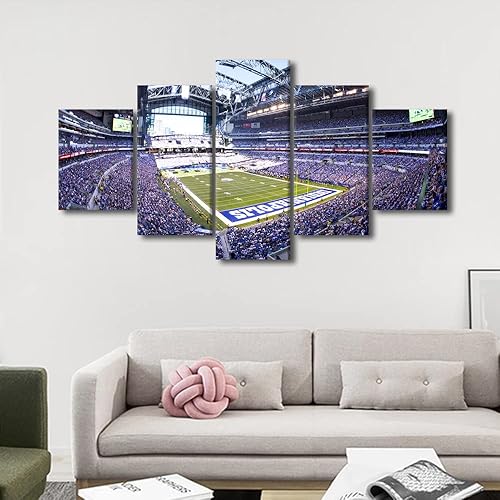 Vista 396 de Cuadros de estadios deportivos de fútbol americano de Minnesota, cuadros de vikingos, 5 paneles, lienzo para pared, arte de pared del estadio