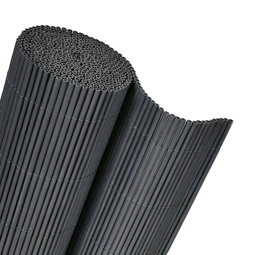 Brise-Vue Balcon PVC 150x300 cm Gris sans Percer Résistant aux Intempéries UV Moderne