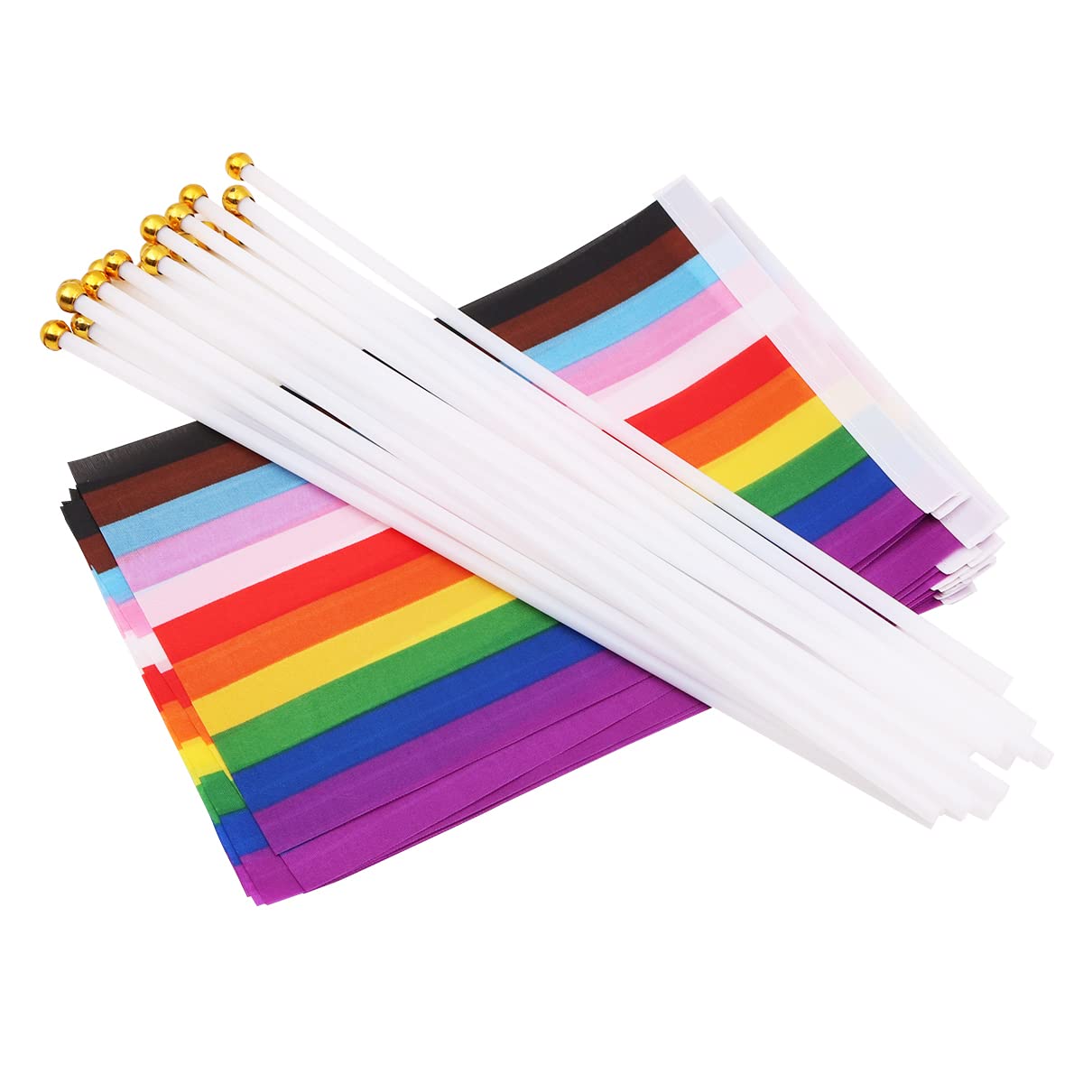 WANGCL 20 Pack Handheld Progress Pride Flags Mini LGBT Rainbow Flags for Outdoor LGBT Parades Rainbow Party Decorations(B)