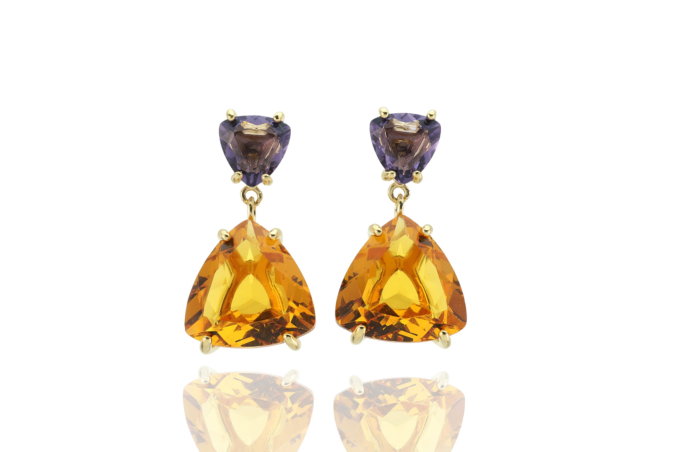 Boucles d'oreilles améthyste citrine or : le cadeau idéal avec pierres de naissance - 7