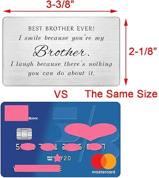 Best Brother Ever, Engraved Wallet Card Insert, Funny Gifts for Brother, I Smile Because You're My Brother, Brother Gifts Cards from Sister, Brother Birthday Card