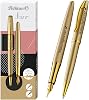 Pelikan Jazz Noble Elegance Fountain Pen & Ballpoint Pen Set with Personalised Engraving Includes Gift Case Emoji Engraving Gold Yellow Writing Set with Engraving PS203