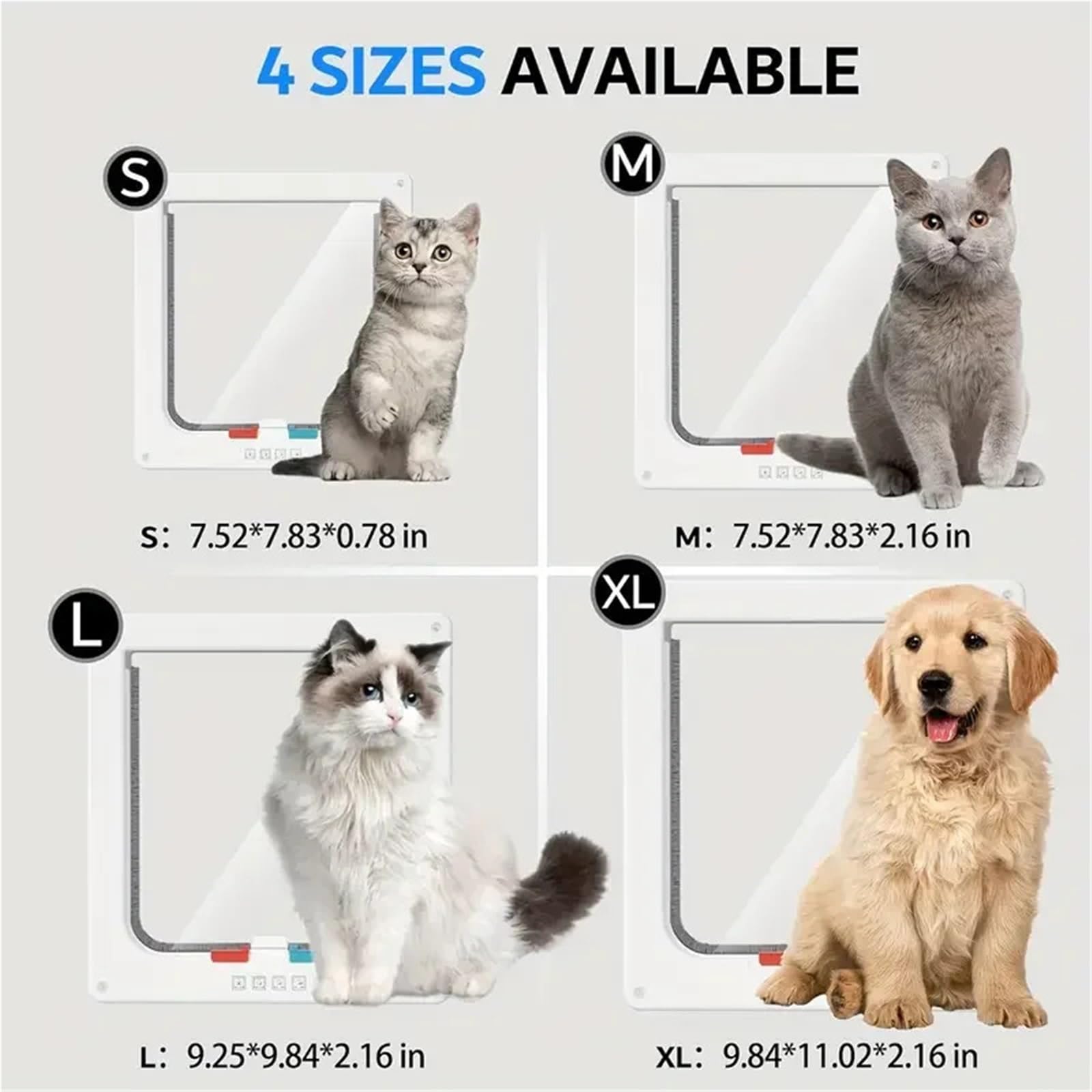Katzenklappe Haustiertür, 4-Wege-Verriegelung, Sicherheitsschloss, ABS, for Hunde, wetterfest, steuerbarer Schalter, Richtung, Türen, Kleinbedarf(Brown,XL 9.84x11.02x2.16in)