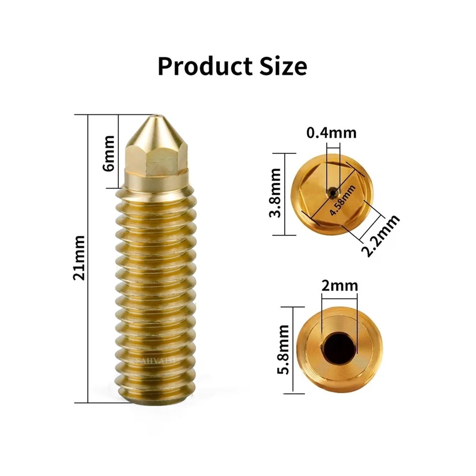 Raccords d'impression de buse en acier dur adaptés au cadre Sidewinder X3 Plus, Pro, X4, S1 Hotend(10X Brass,0.6mm)