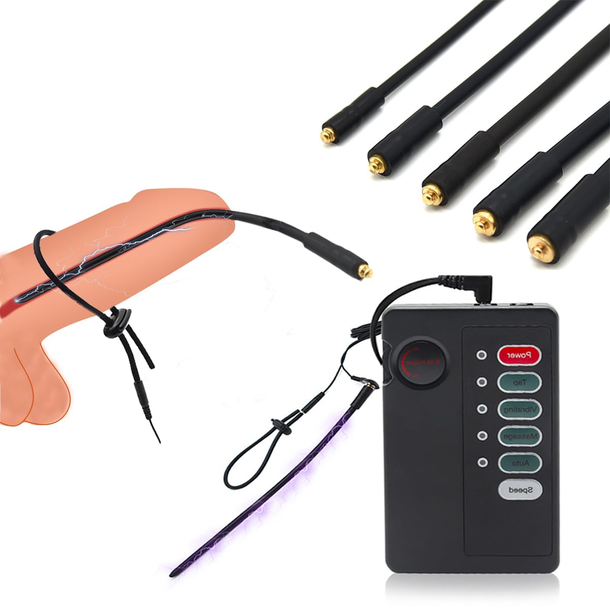 Elettrostimolazione sessuale Set catetere uretra uomo sonde uretrali elettriche con anelli per pene uretra, dilatatori uomo, lunghezza 250 mm, Ø 4/5/6/7/8 mm