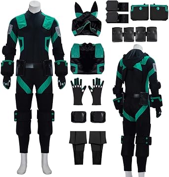 TMSREBU Midoriya Izuku Cosplay Costume Black Suit Uniform Midoriya Izuku Outfit Jumpsuit Full Set