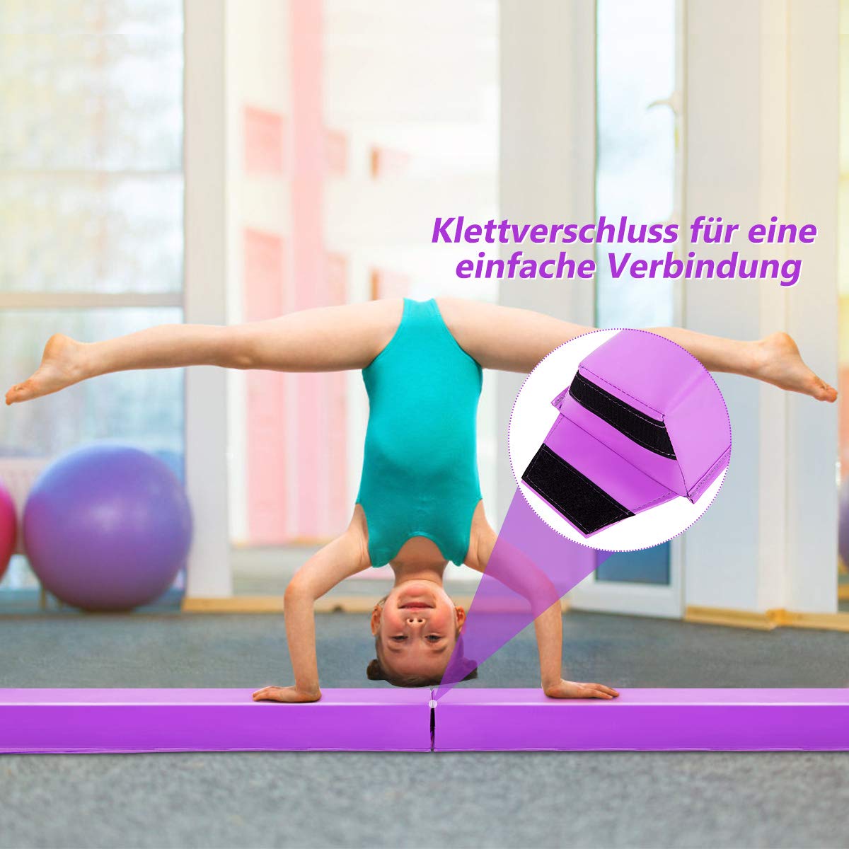 COSTWAY 117 cm Trave di Equilibrio Trave da Ginnastica per Allenamento a Casa, Vari Colori Disponibili
