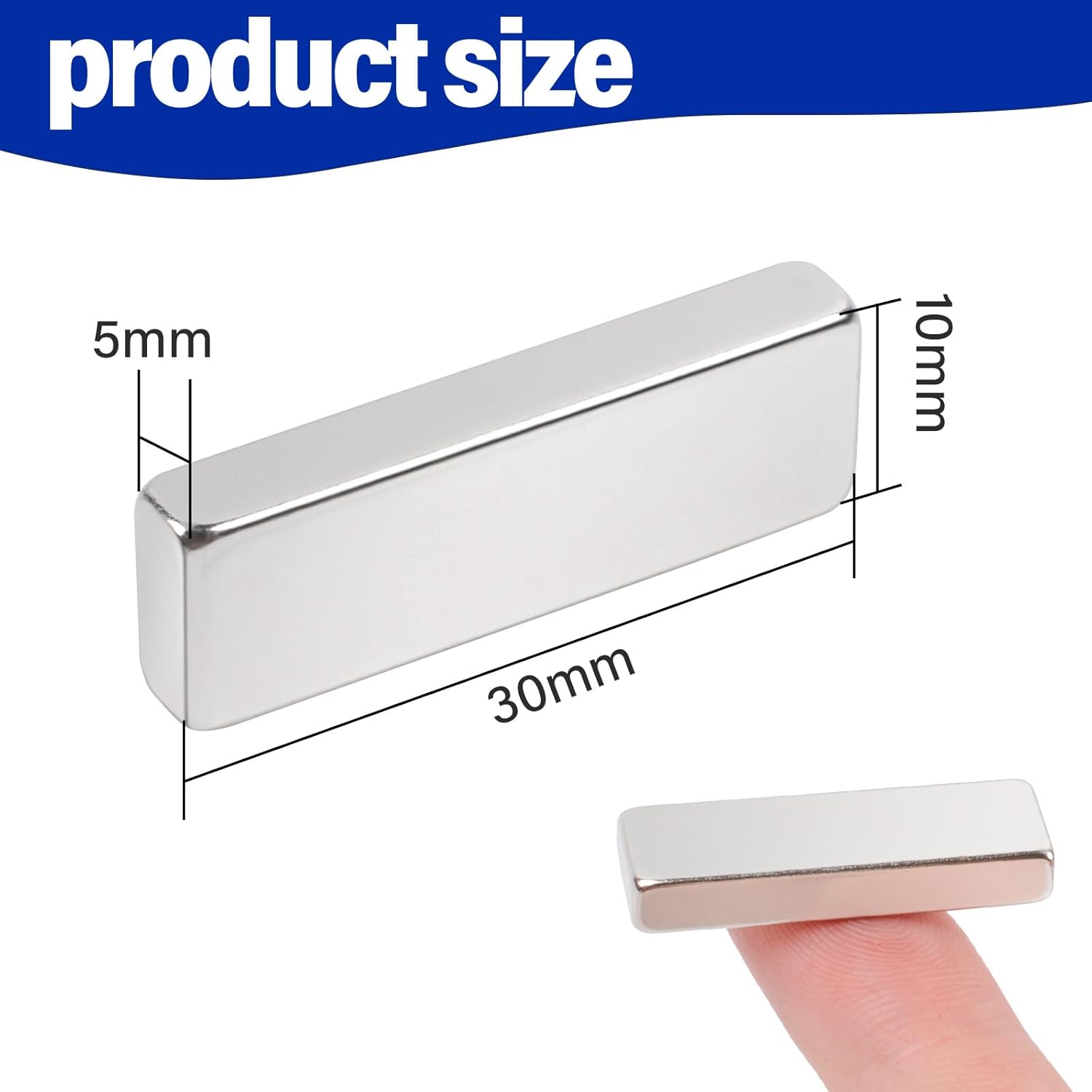 Neodymium Bar Magnets, 30x10x5mm, 40 Pack, Strong Rare Earth Rectangular Magnets for Tool Storage, Kitchen, Office