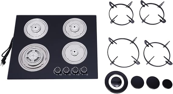 23.2 Gas Cooktop 4 Burners Gas Stove Stainless Steel Gas Stovetop Gas Hob Stove Top W/Glass Gas Hob Panel Gas Hob Gas Cooker