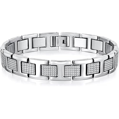 VNOX Mens Silver Bracelet Inoxidable Metal Stainless Steel Link Chain Bracelets Elegant Jewelry Gifts for Men Dad Husband,Adjustable