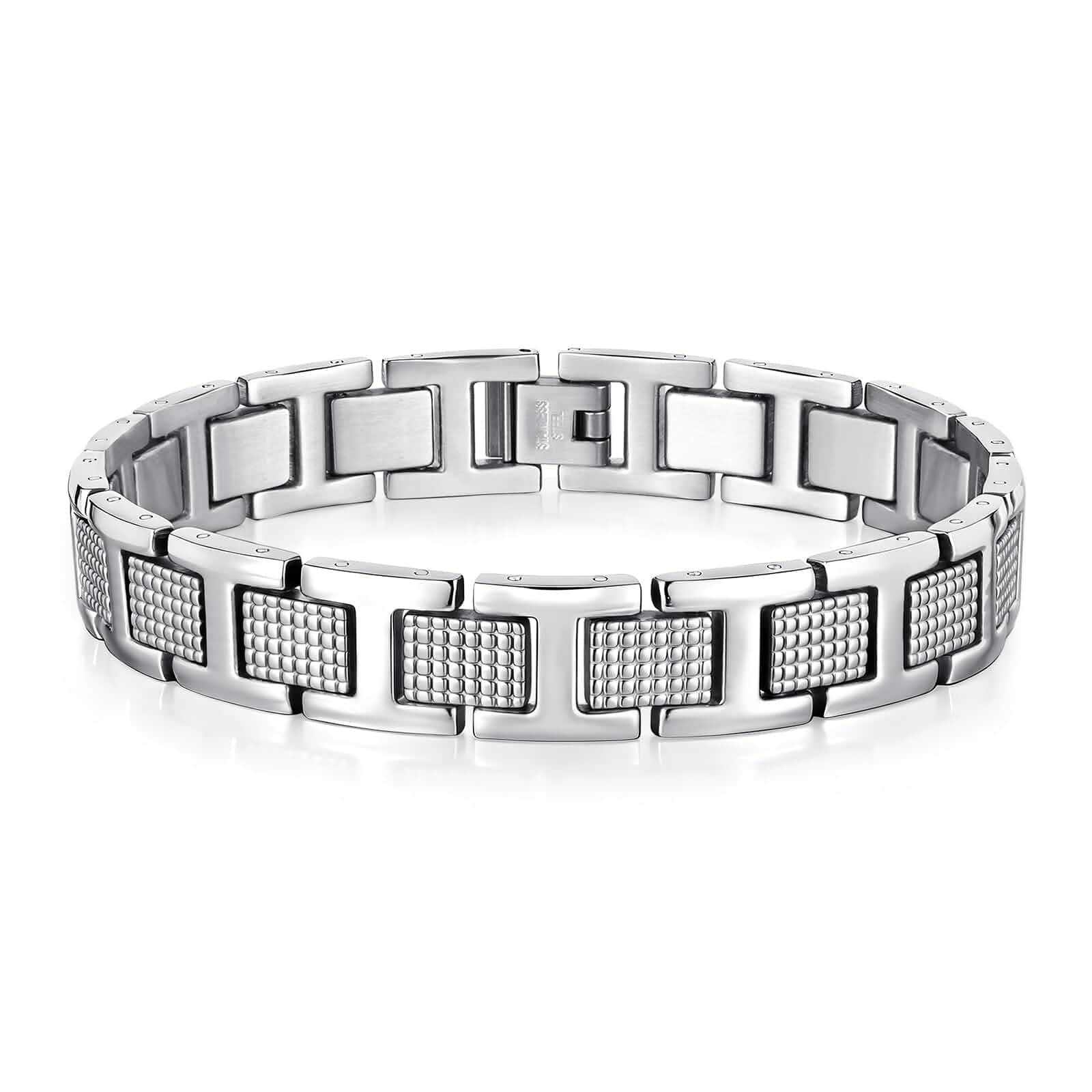 VNOX Mens Silver Bracelet Inoxidable Metal Stainless Steel Link Chain Bracelets Elegant Jewelry Gifts for Men Dad Husband,Adjustable