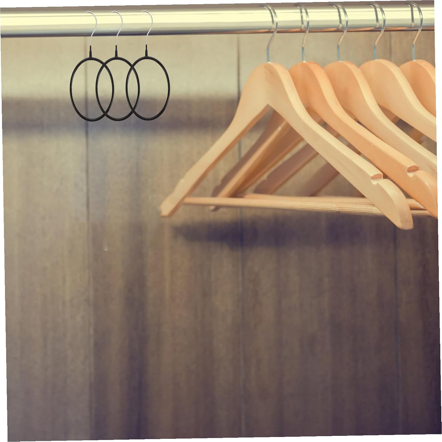 8pcs Black Metal Scarf Hanger Round Rings Tie Belt Organizer Closet Storage Rack for Home Wardrobe Accessories