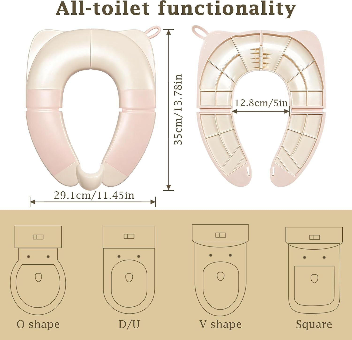 Toilet Seat for Kids Portable & Foldable - Universal Fit Potty Training Seat with Anti-Slip Base & Splash Guard Travel Toilet Seat with Storage Bag, Easy Clean (Pink) image 2