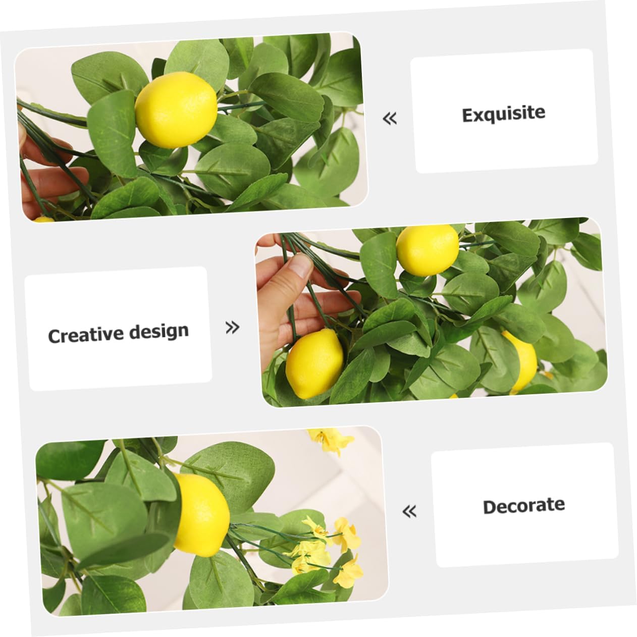Zerodeko 4pcs Artificial Lemon Stems Home Decor Greenery Fake Lemon Branch for Indoor