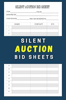 Silent Auction Bid Sheets: Auction Bidding Forms, Silent Auction Bid Sheets Duplicate and fundraising event organizer Log Book 110 Pages 6 X 9 Inches