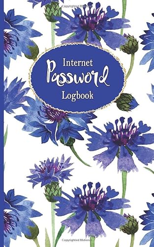 Internet Password Logbook: organized in alphabetical order to help you keep a track of your personal Email Addresses, Logins, Website Names and ... gift idea! Cornflowers watercolour cover.