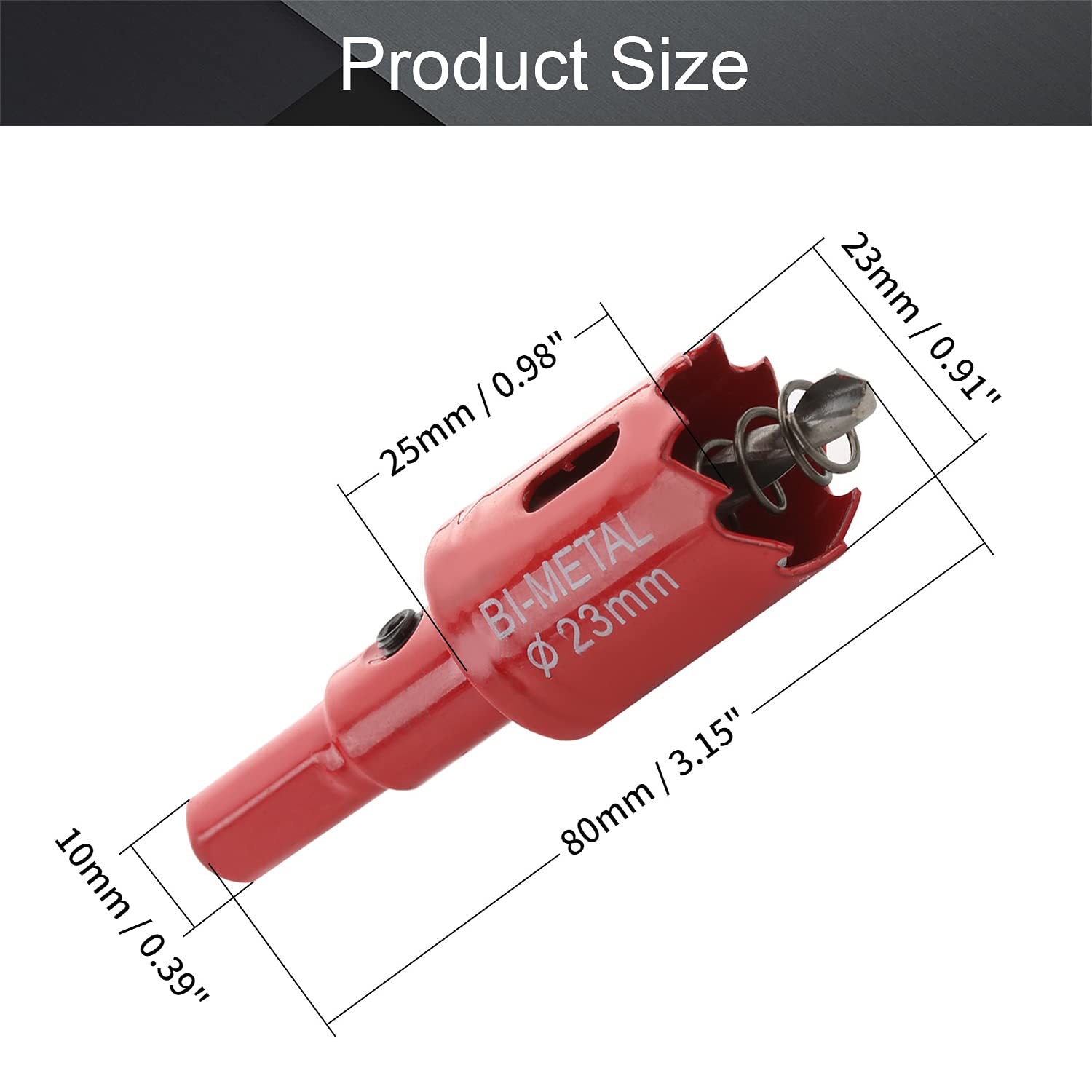 Utoolmart Bi-Metal Hole Saw, 23mm Professional High Speed Steel Drill Bits Cutter, 25mm Opening Depth with 10mm Dia Triangular Handle, for Cutting Board Metal, Plastic, Fiberboard, Wood, 2 Pcs