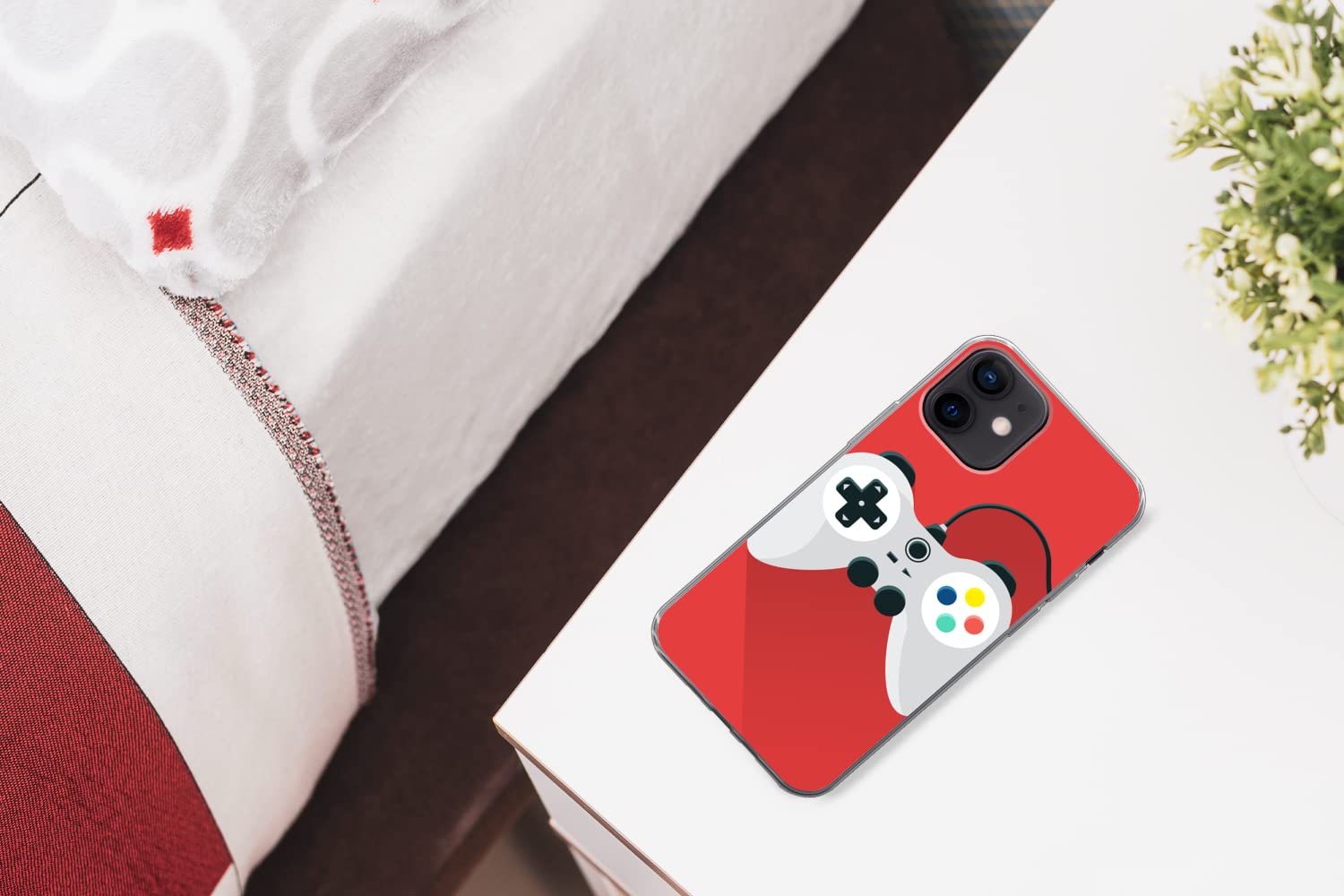 MuchoWow Funda para iPhone 12 - Mando - Gaming - Rojo - Funda de Silicona/Funda Blanda para teléfono móvil