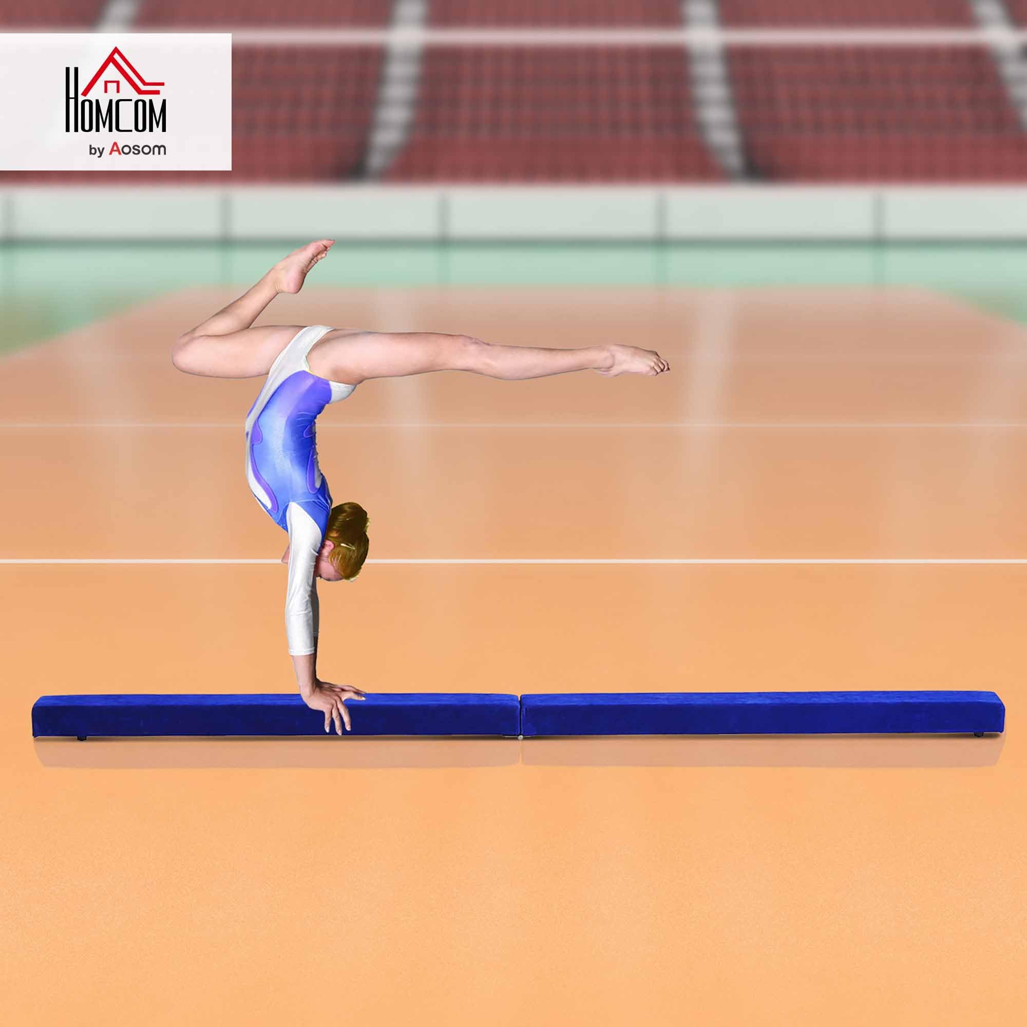 HOMCOM Barra de Equilibrio Gimnasia Plegable 210 cm Viga de Gimnasia Artística