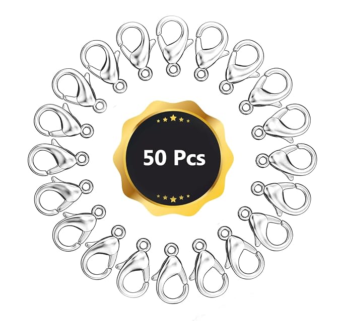 Lobster Clasps 25 Pcs, Fish Hooks, Jewellery Making Lobster Clasps Claw, Hooks for Jewellery Making, Jewelry Tools (Silver)