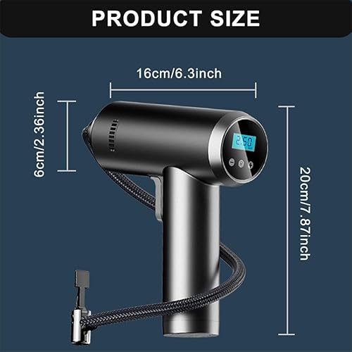 Miniatura 5 de Cordless Tire Inflator Portable Air Compressor, 150 PSI Handheld Rechargeable Electric Tire Air Pump with Smart Digital Pressure Gauge, LED Light,