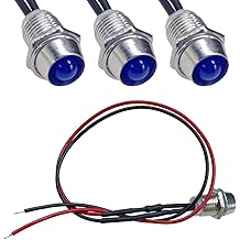 مصباح مؤشر LED مكون من 4 قطع، مصباح إشارة سيارة معدني مقاوم للماء بقوة 12 فولت، مصباح لوحة القيادة للسيارة مقاس 8 مم مع سلك، مصباح اتجاهي عالمي بديل للسيارة والشاحنة والقارب باللون الأزرق