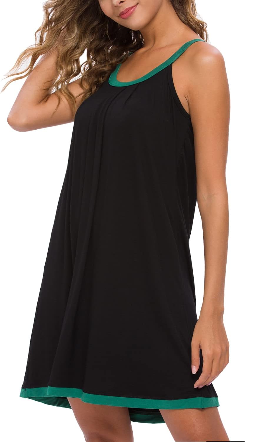 AVIIER Womens Nightgown Soft Cotton Sleeveless Sleep Shirts Wide Strap Nightshirts Full Slip Sleepwear - Image 3